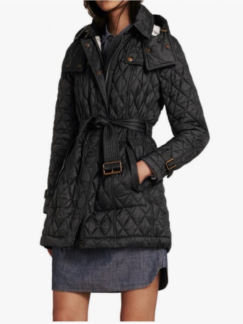 Burberry Black Quilted Belted Puffer Coat